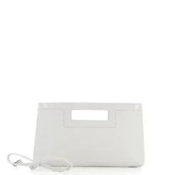 TATOO - Pochette bianca in saffiano e vernice con tracolla removibile, MADE IN ITALY