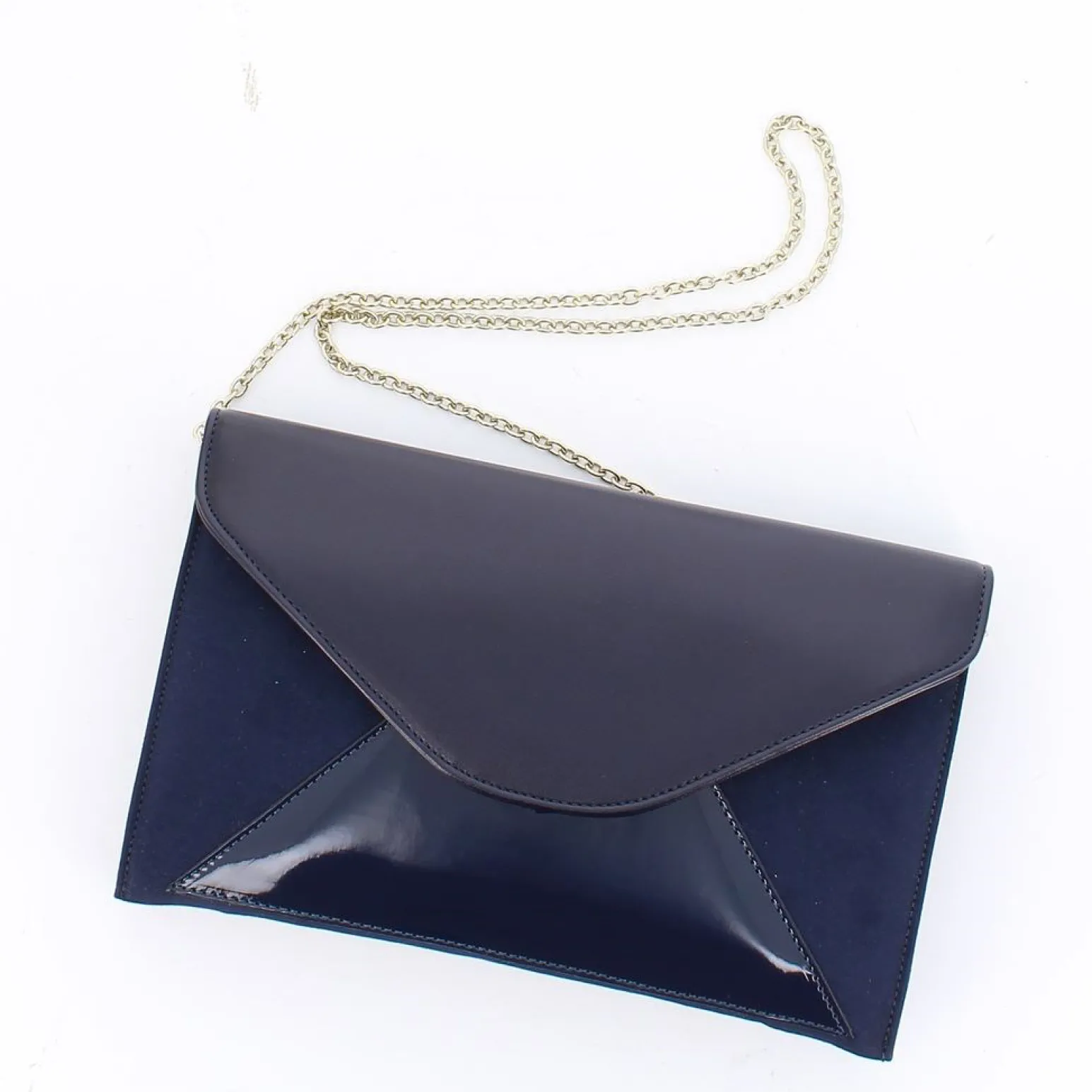 TATOO - Pochette blu multimateriale con patta, MADE IN ITALY