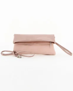 TATOO - Pochette cipria in camoscio con patta
