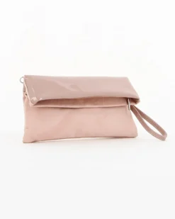 TATOO - Pochette cipria in camoscio con patta