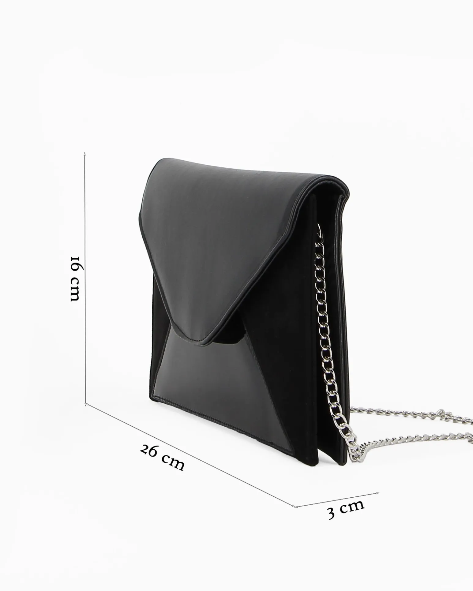 TATOO - Pochette nera multimateriale con patta, MADE IN ITALY