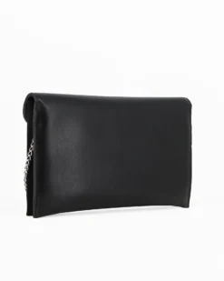 TATOO - Pochette nera multimateriale con patta, MADE IN ITALY