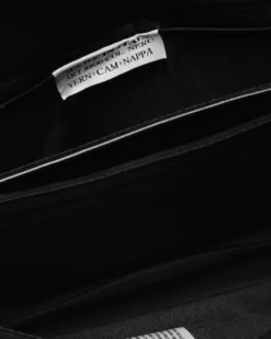 TATOO - Pochette nera multimateriale con patta, MADE IN ITALY