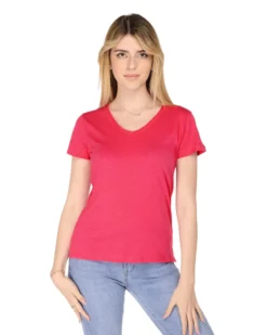 TATOO - Tshirt fuxia da donna scollo a V