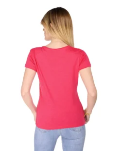 TATOO - Tshirt fuxia da donna scollo a V
