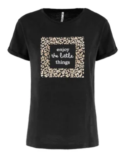 TATOO - Tshirt manica corta con stampa e scritta malva in cotone