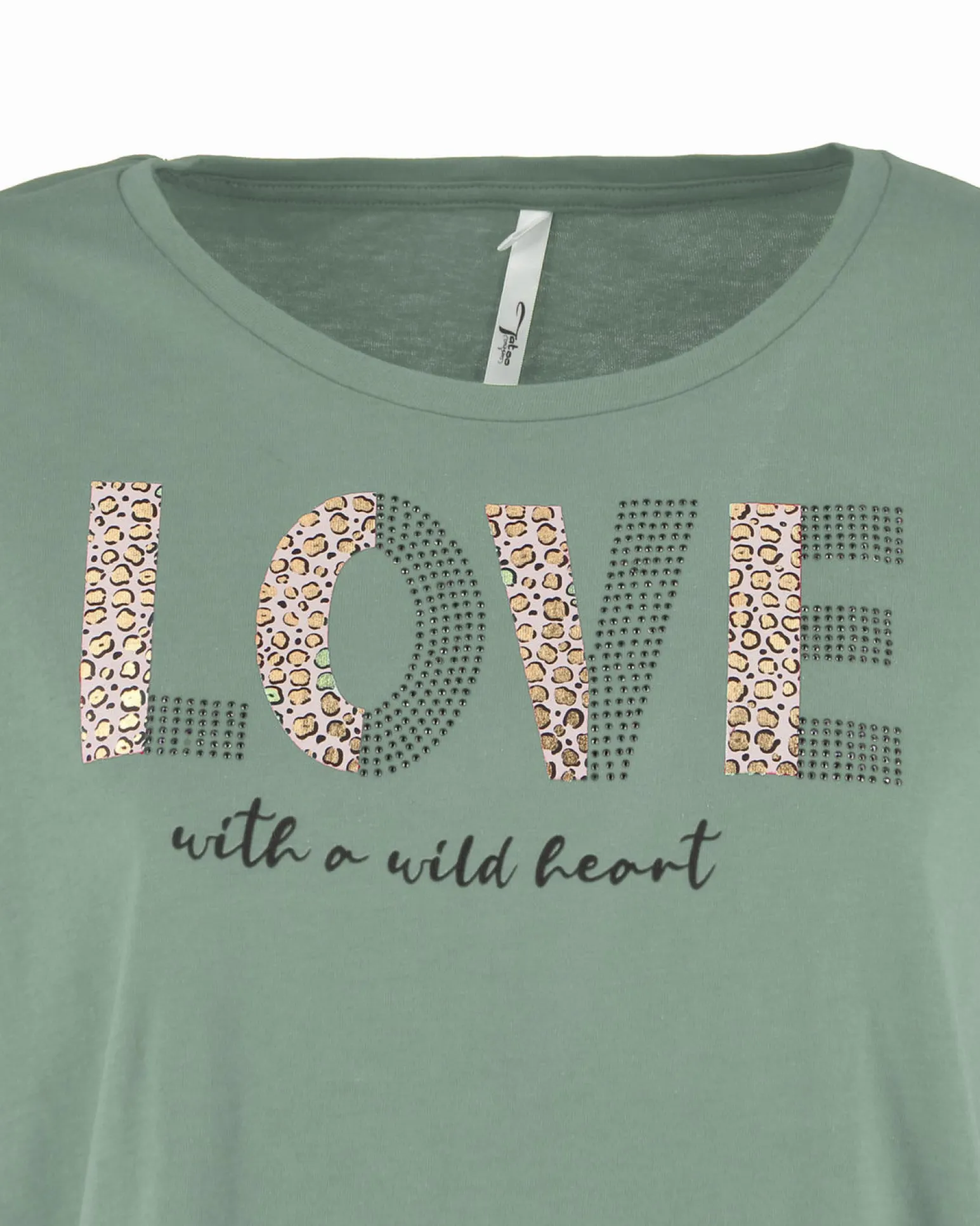 TATOO - Tshirt manica corta con stampa e scritta beige in cotone