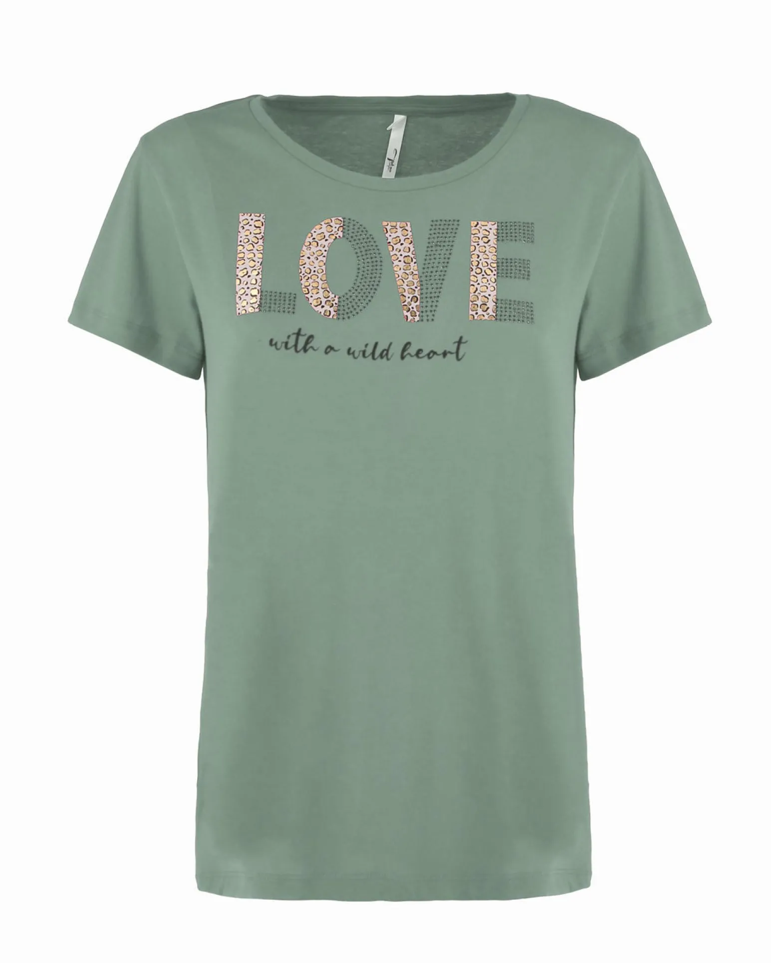 TATOO - Tshirt manica corta con stampa e scritta beige in cotone