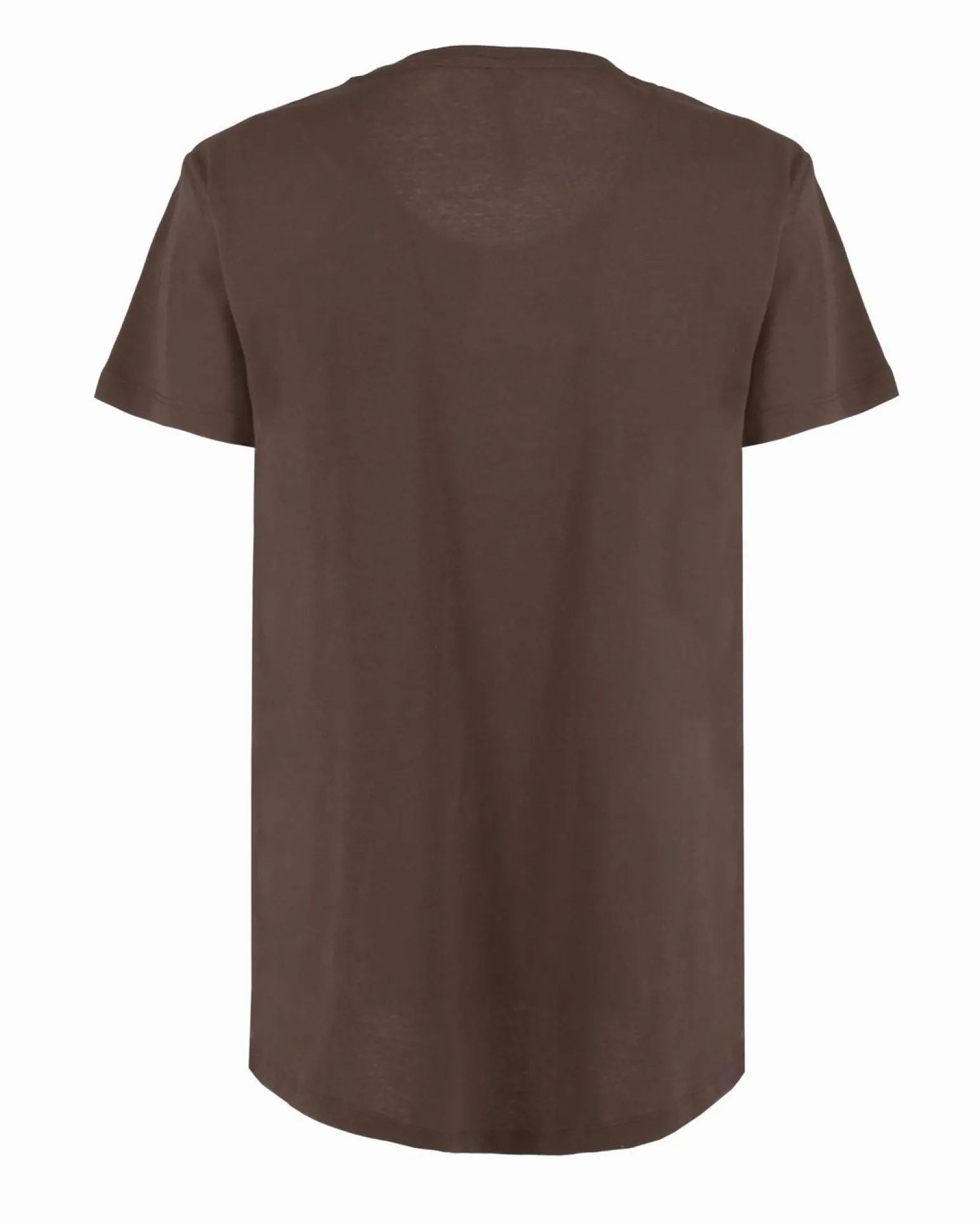 TATOO - Tshirt manica corta con scritta marrone in cotone
