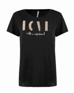TATOO - Tshirt manica corta con stampa e scritta nera in cotone