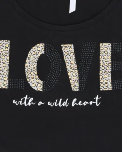 TATOO - Tshirt manica corta con scritta nera in cotone