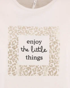 TATOO - Tshirt manica corta con stampa e scritta verde beige in cotone