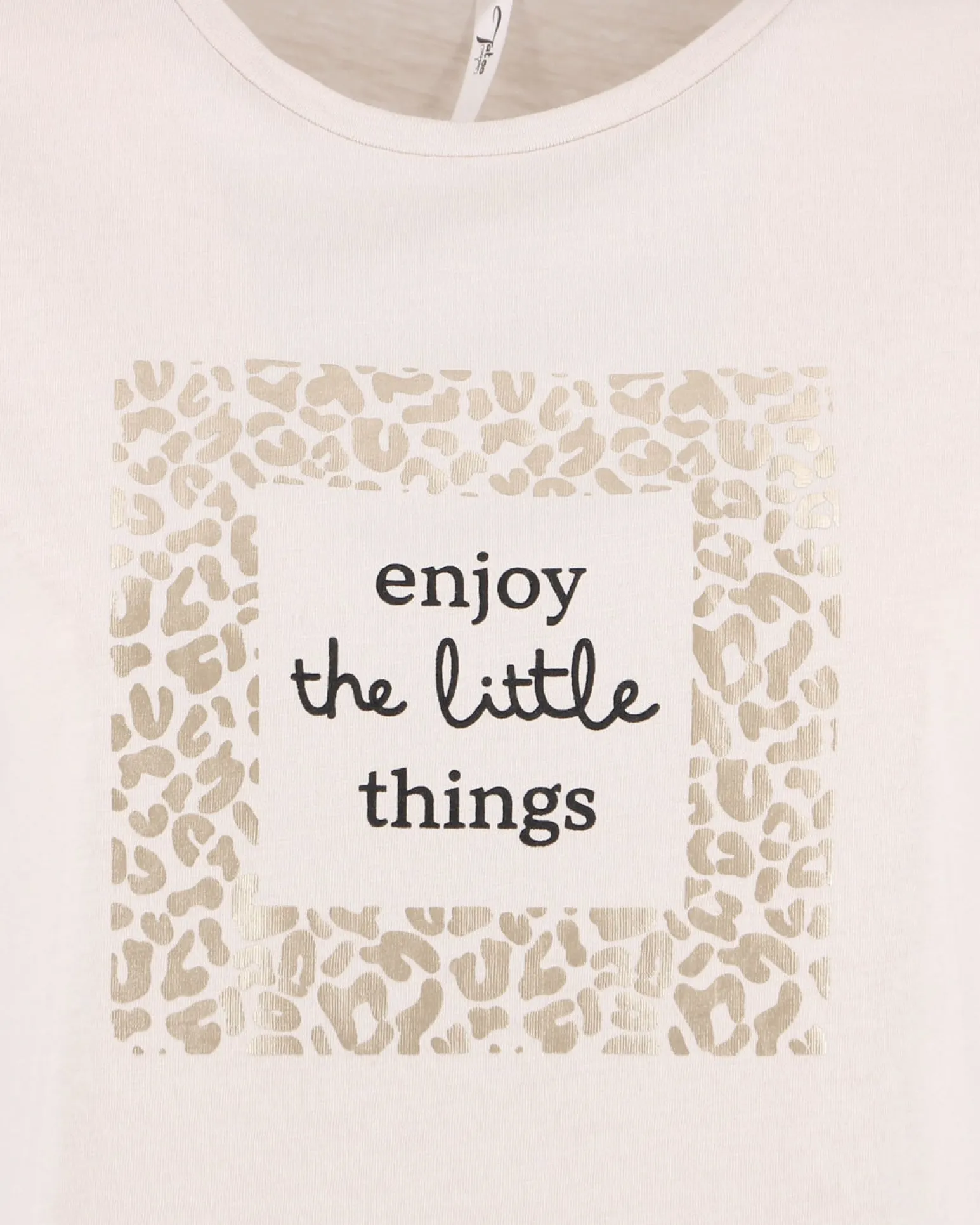 TATOO - Tshirt manica corta con stampa e scritta beige in cotone