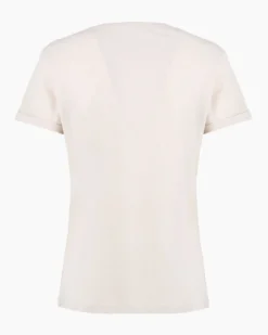 TATOO - Tshirt manica corta con stampa e scritta verde beige in cotone