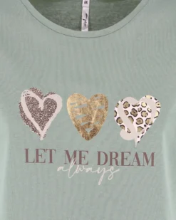 TATOO - Tshirt manica corta con stampa e scritta verde salvia in cotone