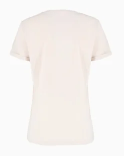 TATOO - Tshirt manica corta con stampa e scritta beige in cotone
