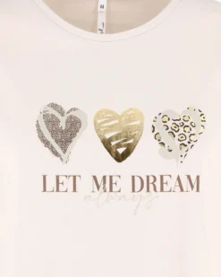 TATOO - Tshirt manica corta con stampa e scritta beige in cotone