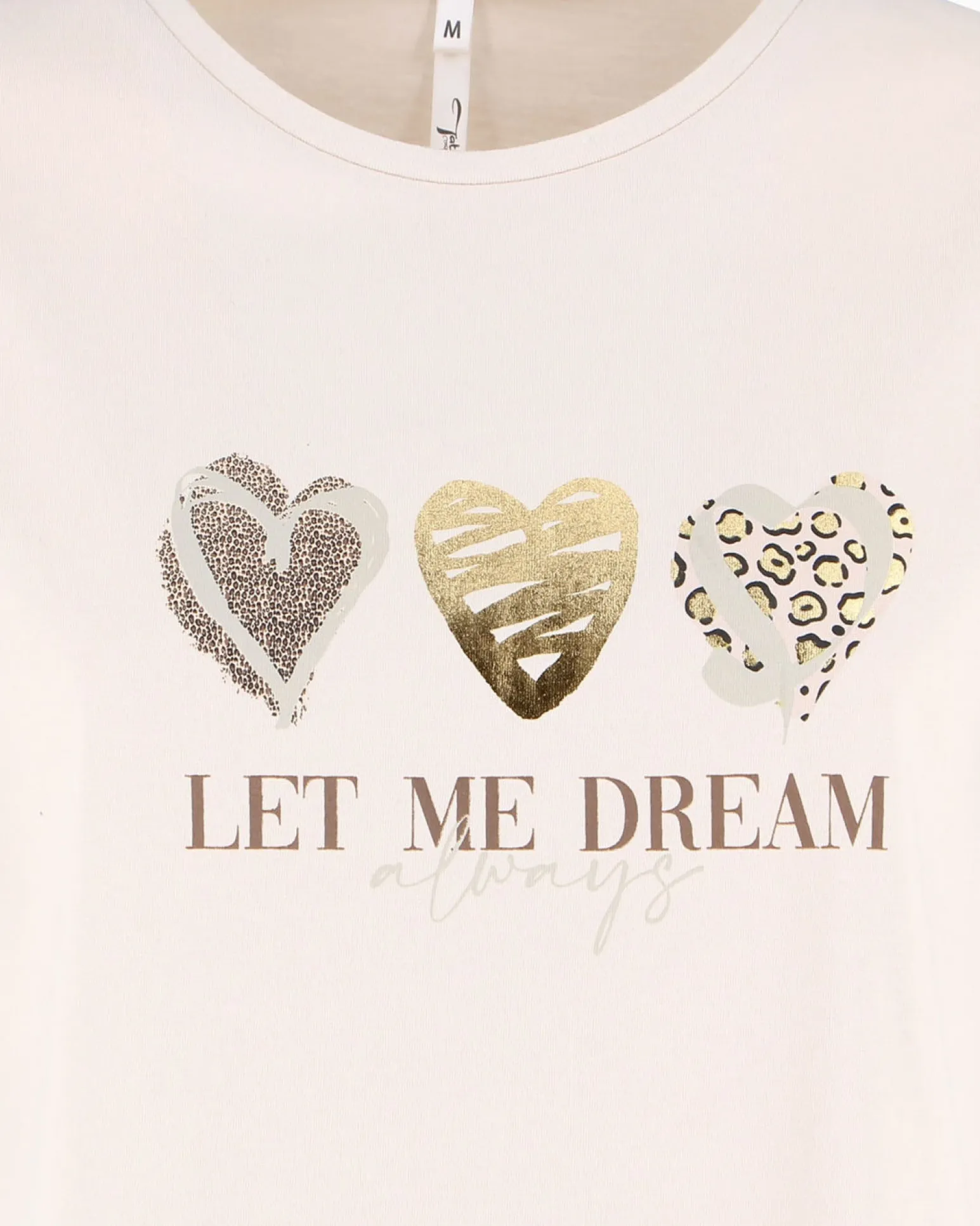 TATOO - Tshirt manica corta con stampa e scritta beige in cotone