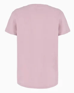 TATOO - Tshirt manica corta con cuore e scritta malva in cotone