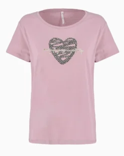 TATOO - Tshirt manica corta con cuore e scritta nero in cotone