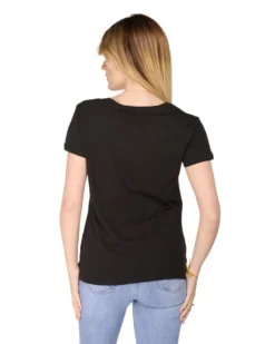 TATOO - Tshirt nera da donna scollo a V