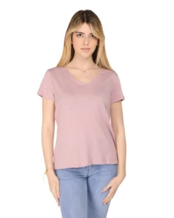 TATOO - Tshirt rosa da donna scollo a V