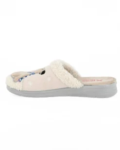 TIGLIO - Pantofola beige da donna con orso polare, MADE IN ITALY