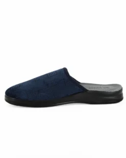 TIGLIO - Pantofola blu da uomo con sottopiede in VERA PELLE, MADE IN ITALY