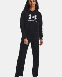 UNDER ARMOR - Felpa da donna nera con cappuccio e logo bianco