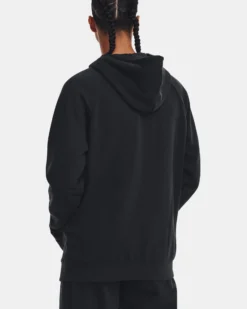 UNDER ARMOR - Felpa da uomo nera con cappuccio e logo bianco