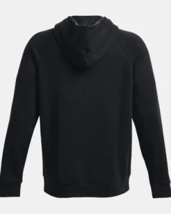UNDER ARMOR - Felpa da uomo nera con cappuccio e logo bianco