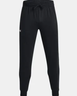 UNDER ARMOR - Pantalone da uomo felpato nero con elastico alle caviglie