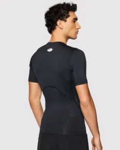 UNDER ARMOR - T SHIRT DA ALLENAMENTO ADERENTE IN TESSUTO TRASPIRANTE COMP SS NERA DA UOMO, 1361518_0001