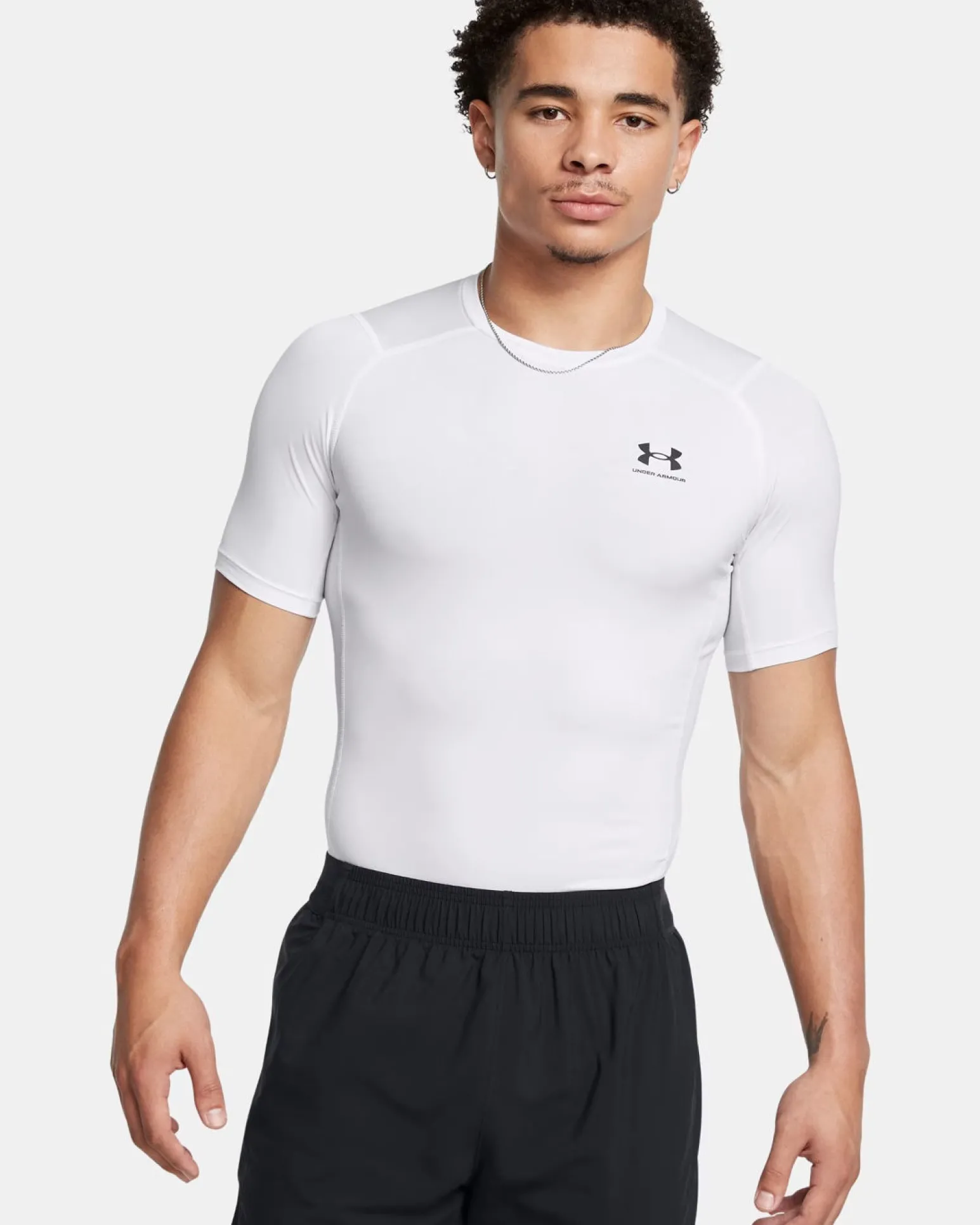 UNDER ARMOR - T SHIRT DA ALLENAMENTO ADERENTE IN TESSUTO TRASPIRANTE COMP SS BIANCA DA UOMO, 1361518_0100