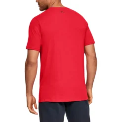 UNDER ARMOR - T shirt da uomo rossa con logo bianco e nero