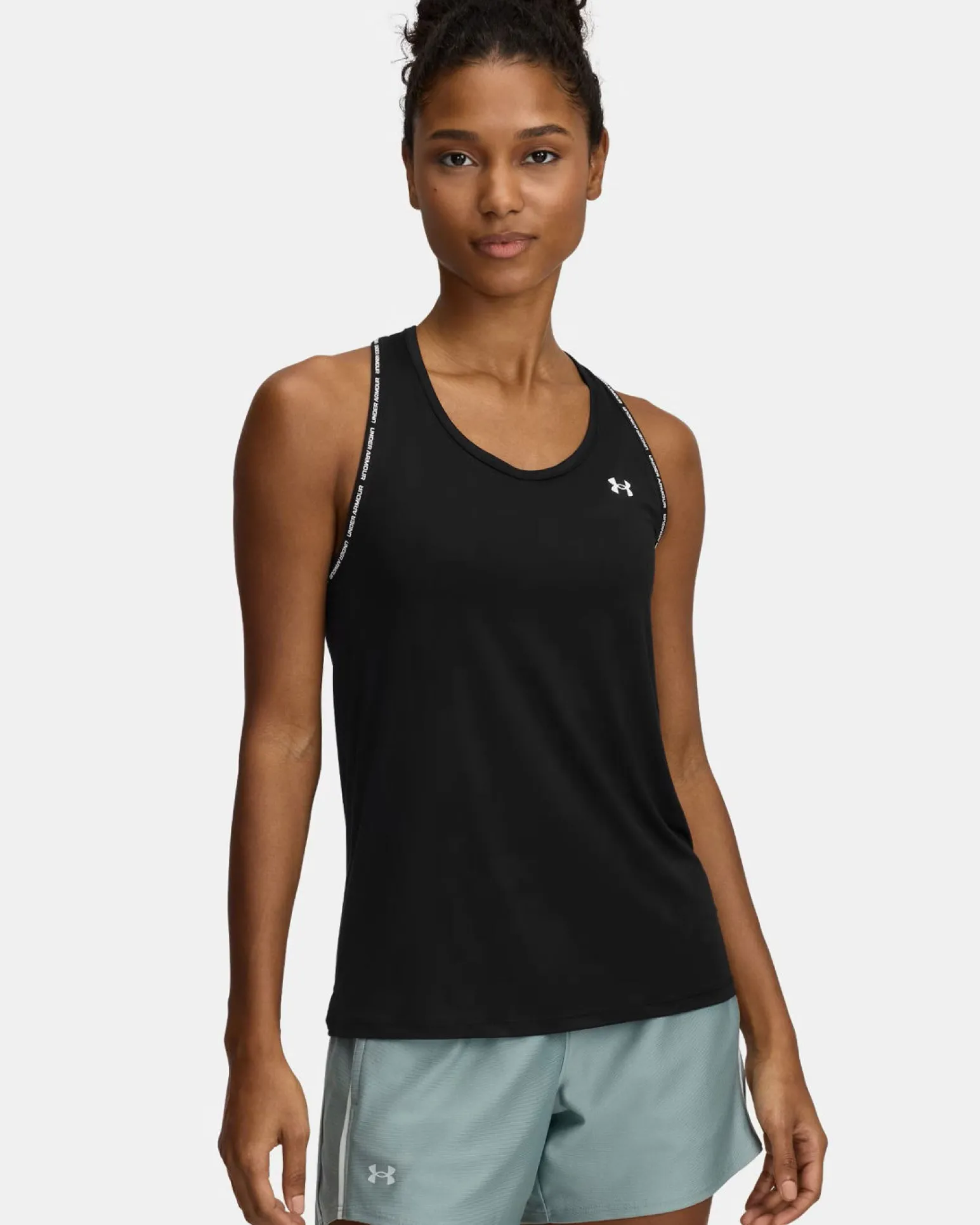 UNDER ARMOUR - CANOTTA TECH KNOCKOUT TANK NERA CON DETTAGLI BIANCHI DA DONNA, 1389851_0001