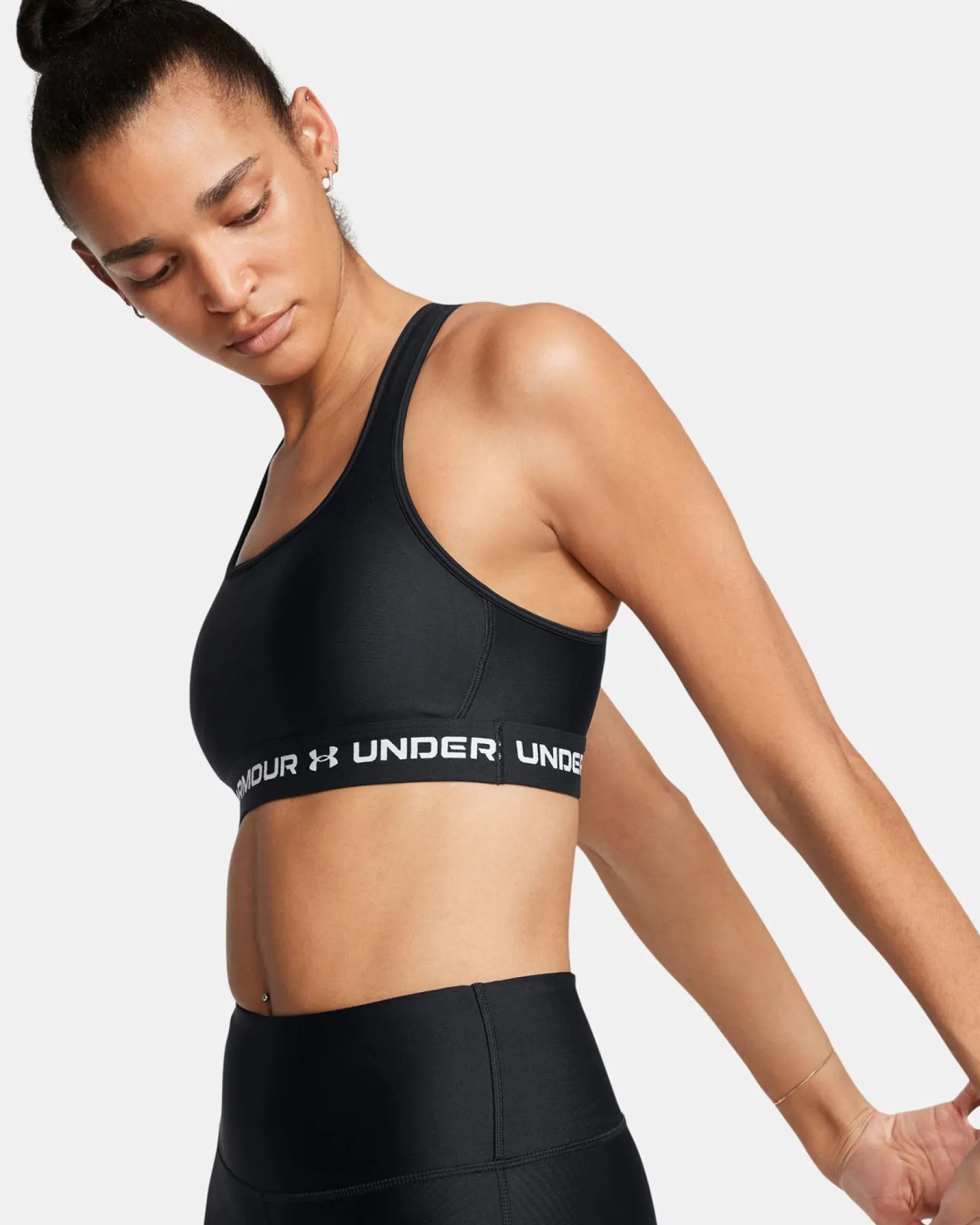 UNDER ARMOUR - REGGISENO SPORTIVO CROSSBACK MID BRA NERO CON DETTAGLI BIANCHI DA DONNA, 1361034_0006