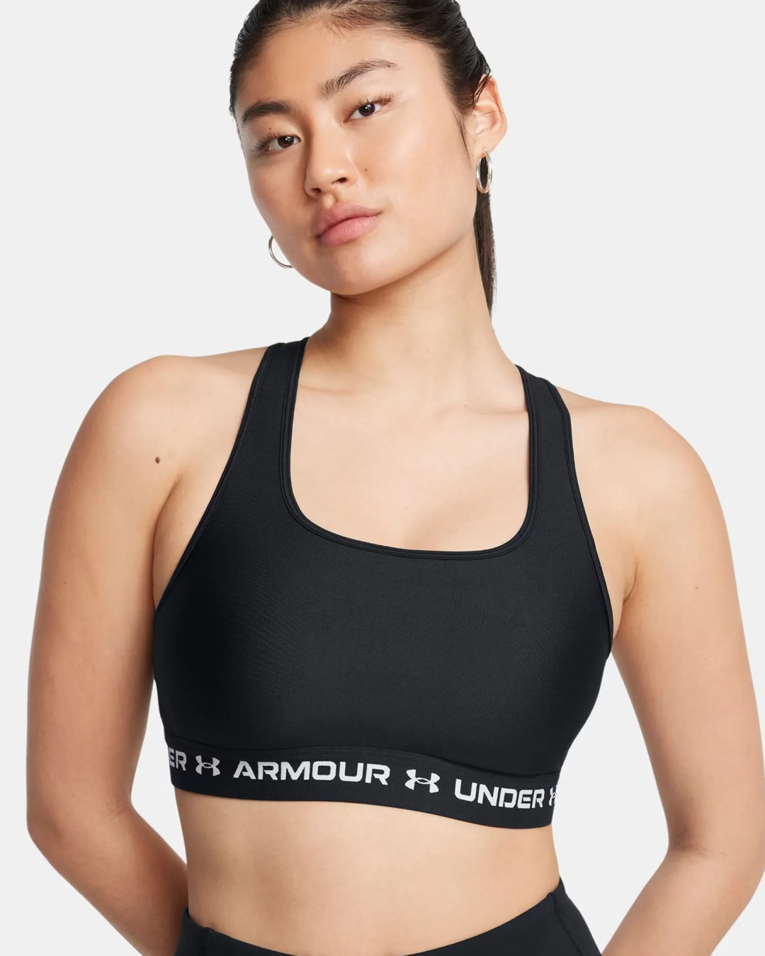 UNDER ARMOUR - REGGISENO SPORTIVO CROSSBACK MID BRA NERO CON DETTAGLI BIANCHI DA DONNA, 1361034_0006