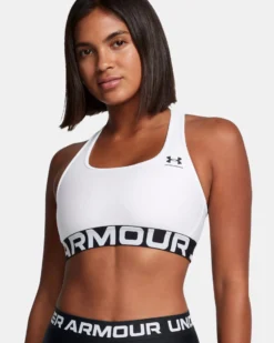 UNDER ARMOUR - REGGISENO SPORTIVO CROSSBACK MID BRA MALVA CON DETTAGLI NERI DA DONNA, 1361034_0659