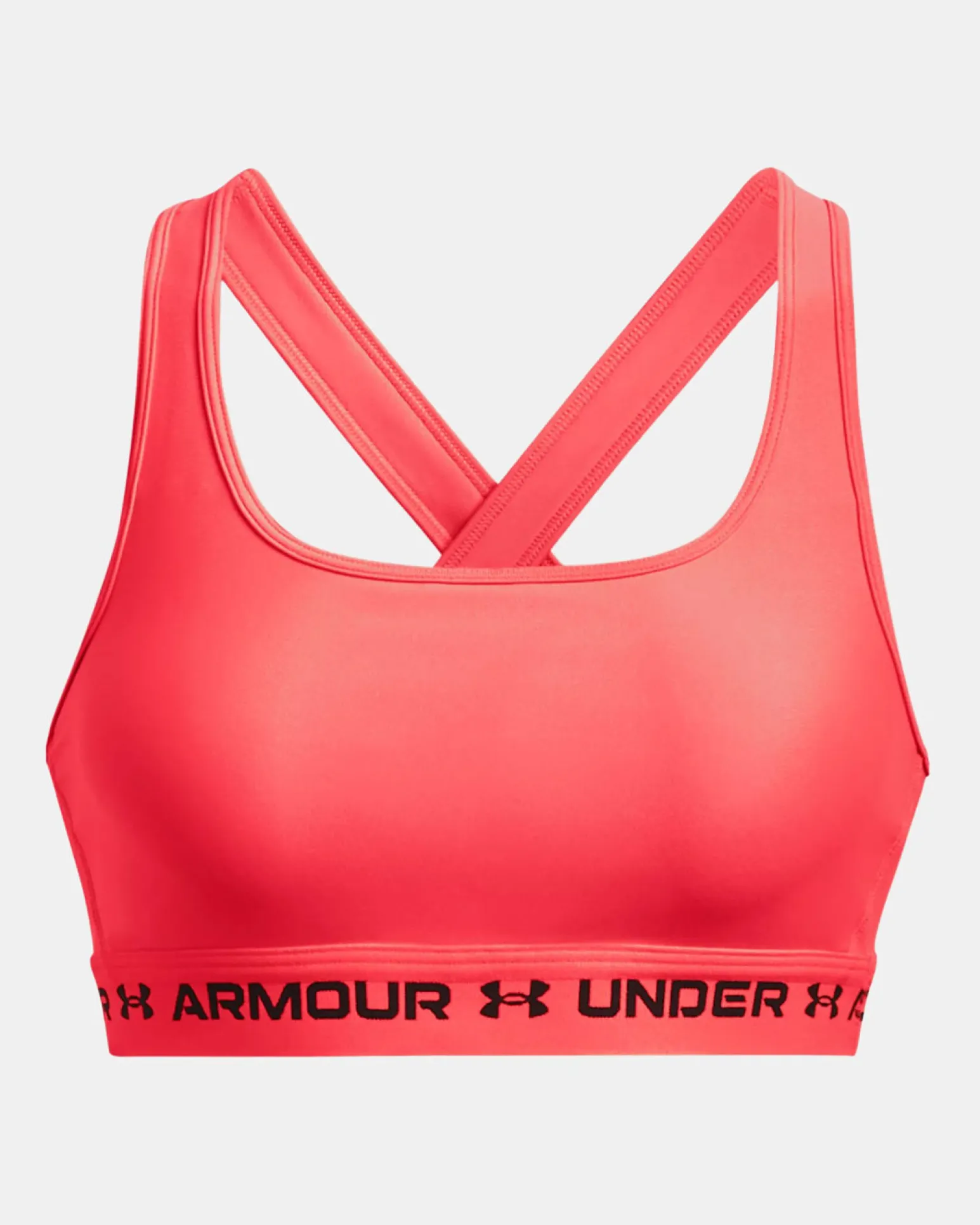 UNDER ARMOUR - REGGISENO SPORTIVO CROSSBACK MID BRA ARANCIONE FLUO CON DETTAGLI NERI DA DONNA, 1361034_0629