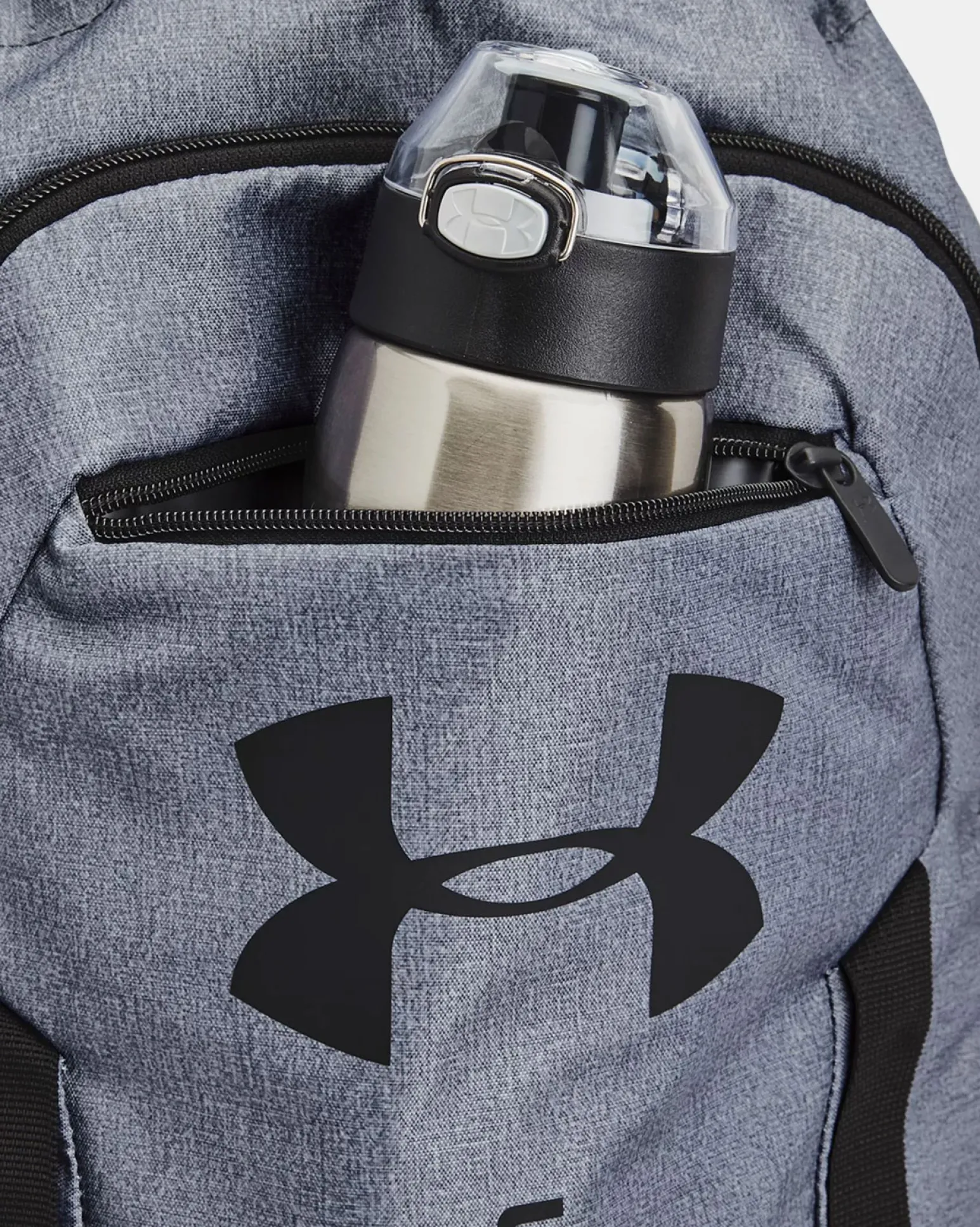 UNDER ARMOUR - Sacca zaino grigia idrorepellente con doppia tasca anteriore