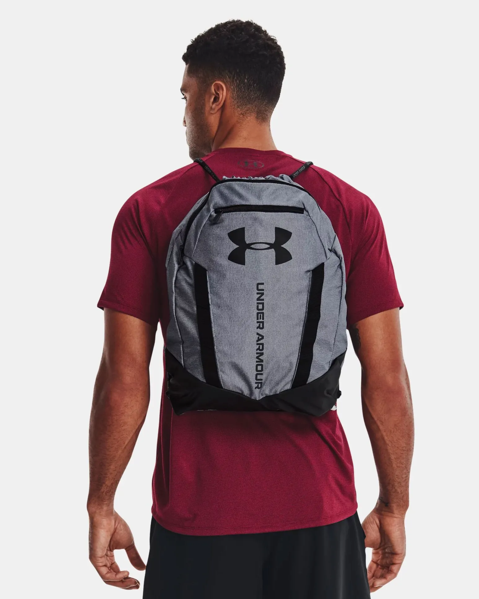 UNDER ARMOUR - Sacca zaino grigia idrorepellente con doppia tasca anteriore
