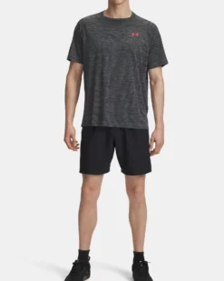 UNDER ARMOUR - SHORT WOVEN WDMK NERO CON DETTAGLI ROSSI  DA UOMO, 1383356_0007