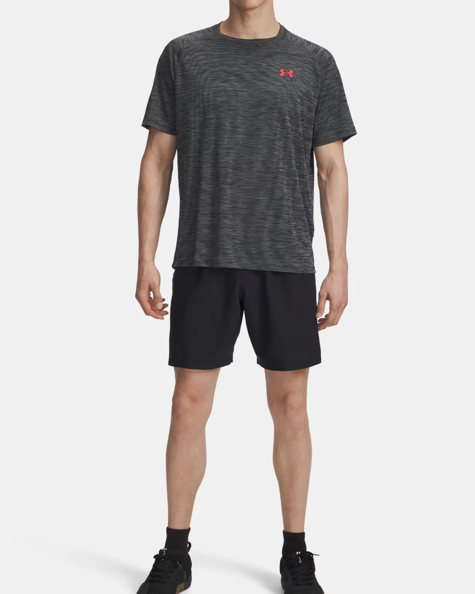 UNDER ARMOUR - SHORT WOVEN WDMK NERO CON DETTAGLI ROSSI DA UOMO, 1383356_0007
