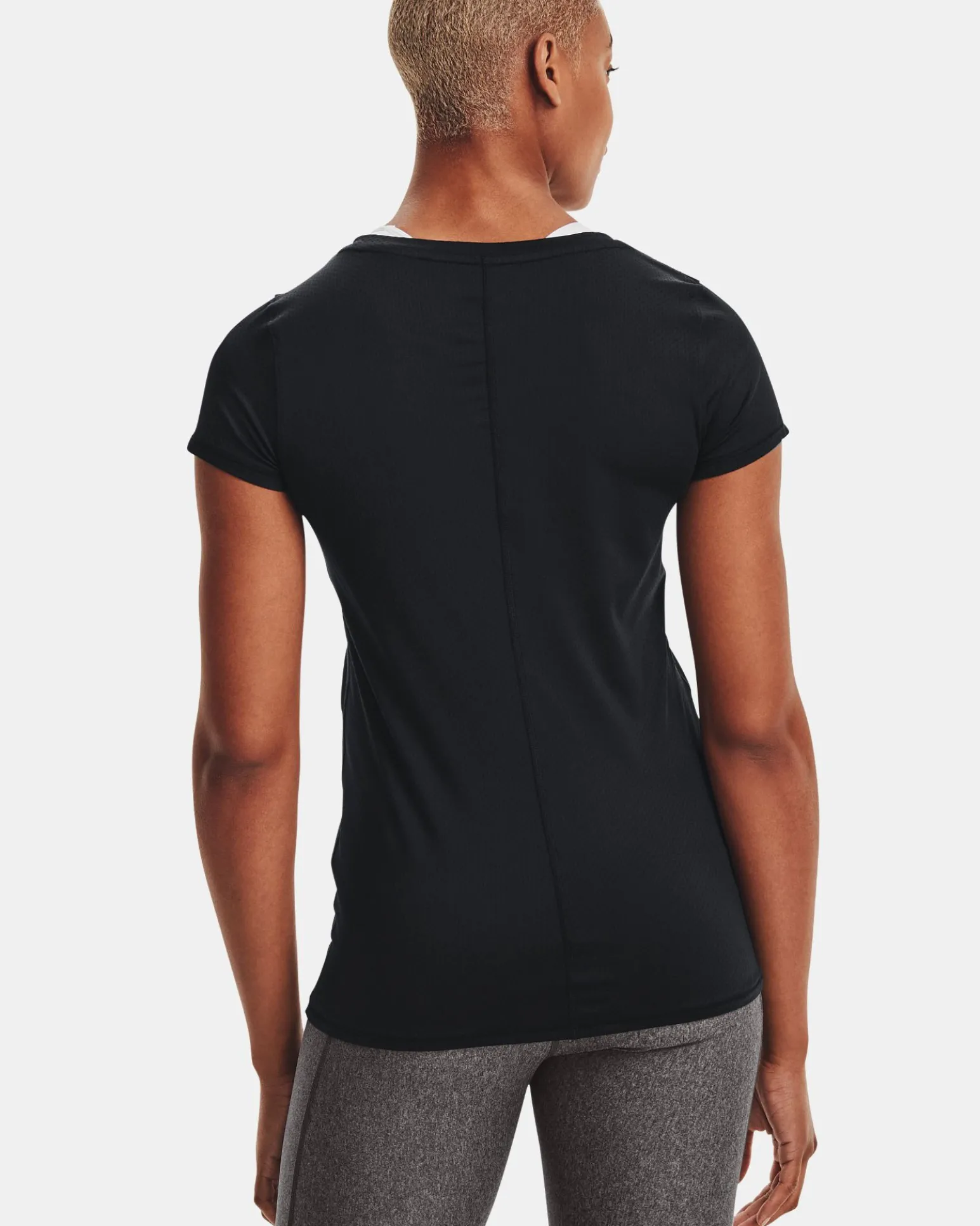 UNDER ARMOUR - T shirt da donna nera in tessuto traspirante con logo bianco