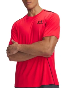 UNDER ARMOUR -T- SHIRT MEZZA MANICA TECH SPORT ROSSA CON DETTAGLI NERI DA UOMO, 6009830_0713