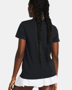 UNDER ARMOUR-T-SHIRT MEZZA MANICA OFF CAMPUS CORE SS NERA DA DONNA, 1383648_0001