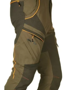 UNIVERS - PANTALONE ALPI DA CACCIA VERDE E ARANCIONE ELASTICIZZATO