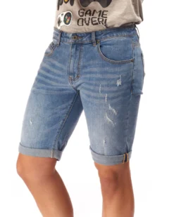 UOMO BERMUDA JEANS CHIARO ROTTURE