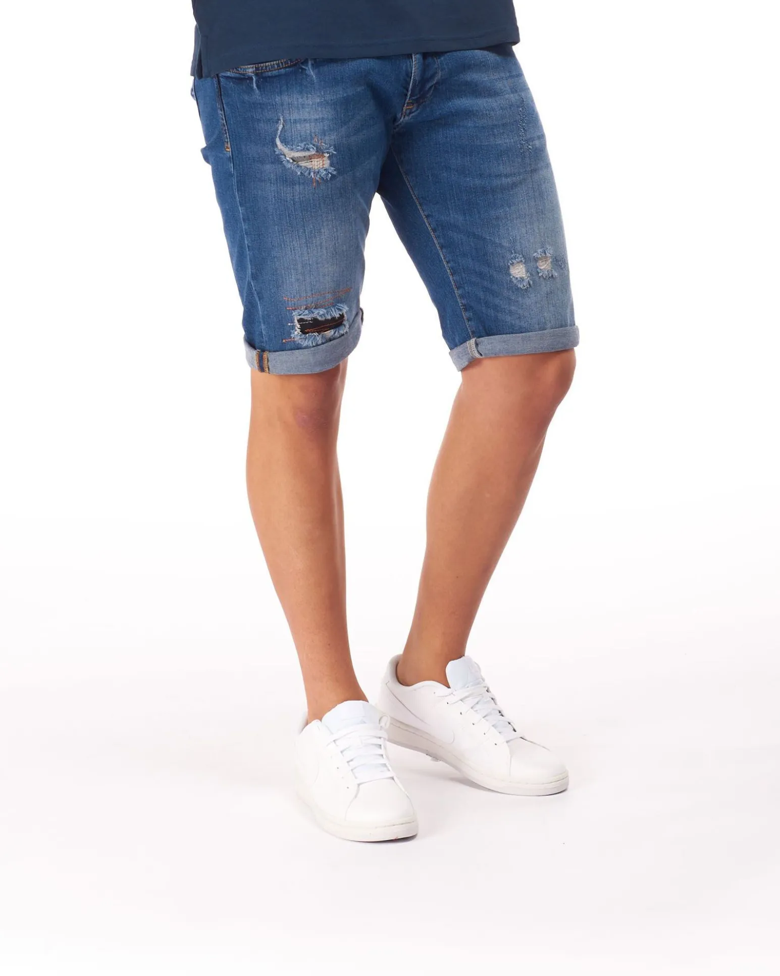 UOMO BERMUDA JEANS MEDIO ROTTURE